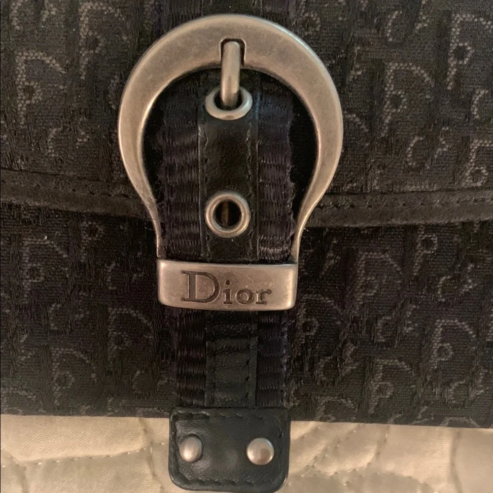 Dior vintage-1990’s Black Monogram continental wallet with Silver Buckle clasp